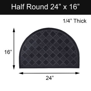 Half round rubber mat with size dimensions 24 x 16 inches