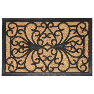 Sheltered Front Door Mat Sally Natural Braided Coir Coco Rubber Rug 24x16