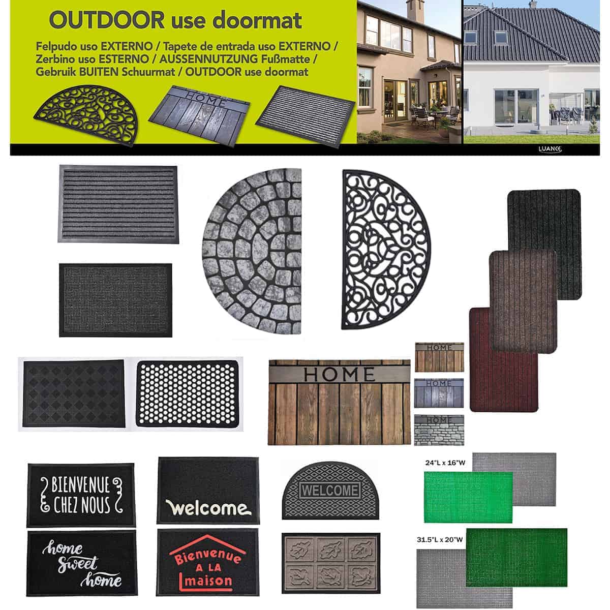 Outdoor Front Door Mat Home Stones Rubber Rug 30x18 Grey