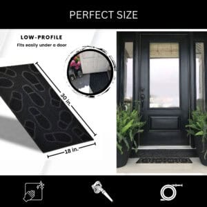 Low profile rubber entry mat showing 30 x 18 inch size