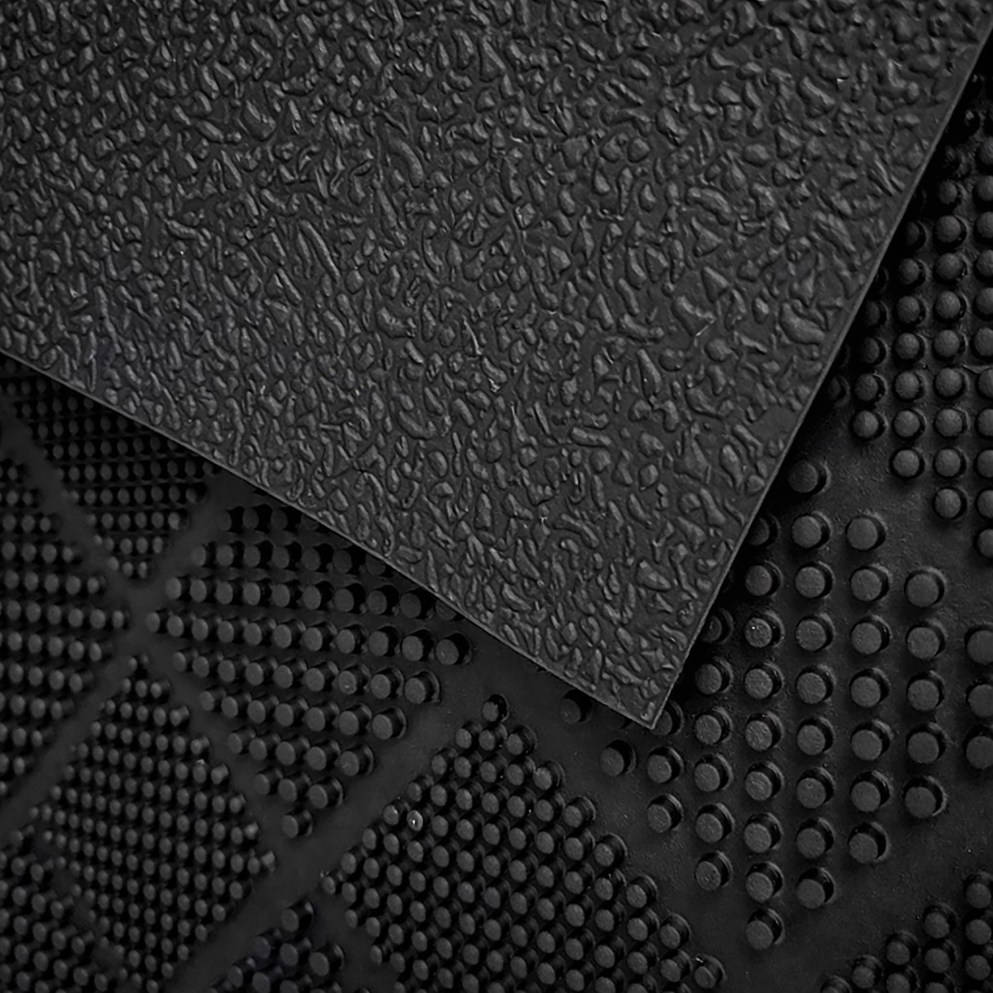 Close-up of black rubber checkerboard mat surface texture