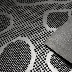 Close up of shoe print rubber mat textured surface