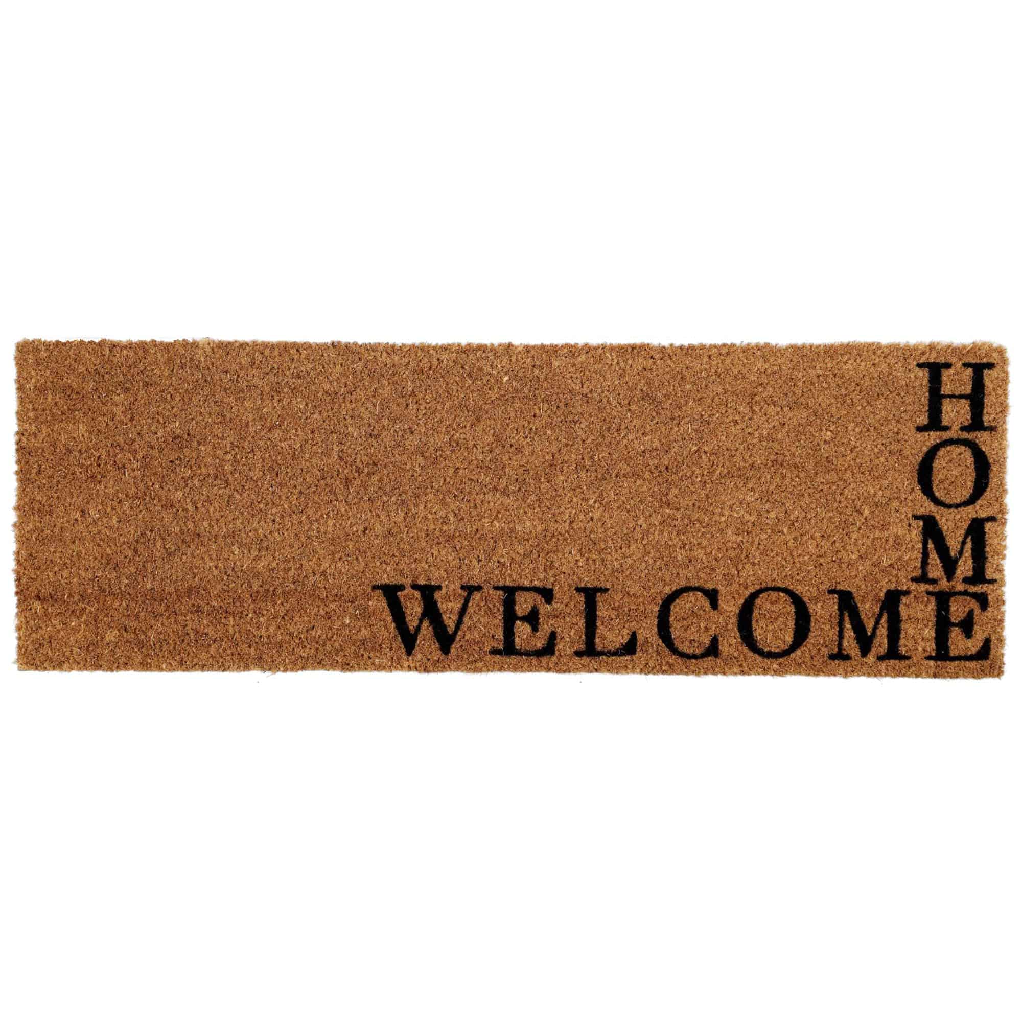 Welcome Home 30" x 10" Sheltered Long Front Door Mat Coco Coir Fibers Natural Color