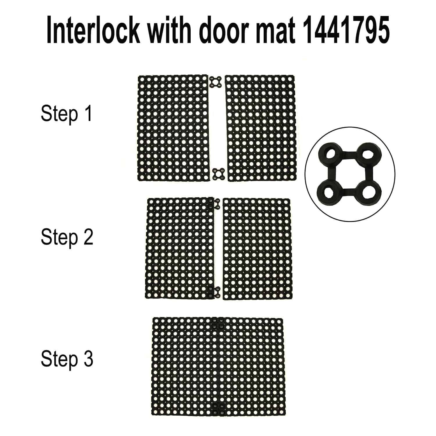 Set of 2 Mats Outdoor Interlocking Rubber Floor Mat Anti-Fatigue with 2 connectors