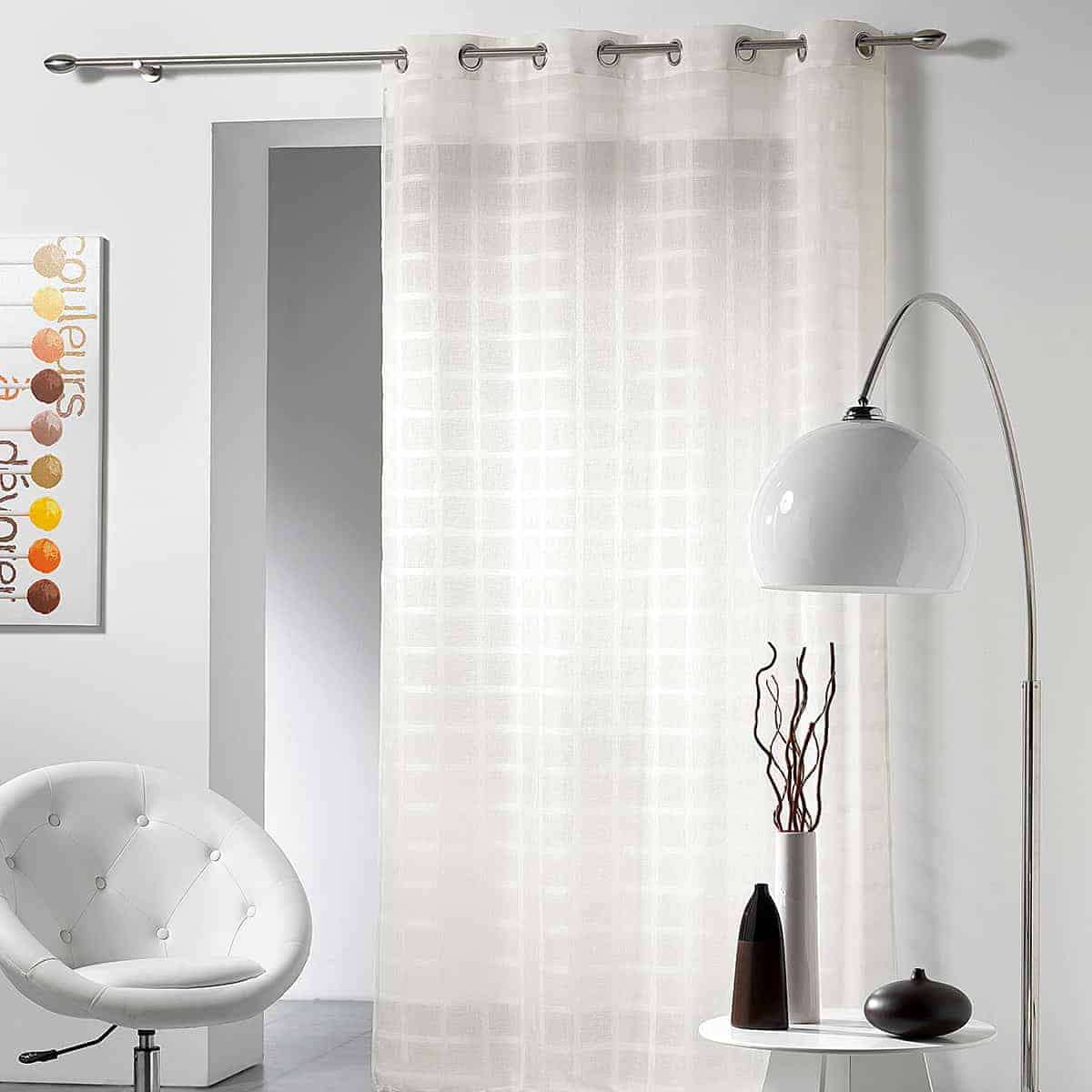 Set of 2 Curtain Panel with Eyelets Sanded Voile Candide 55W x 95L Beige