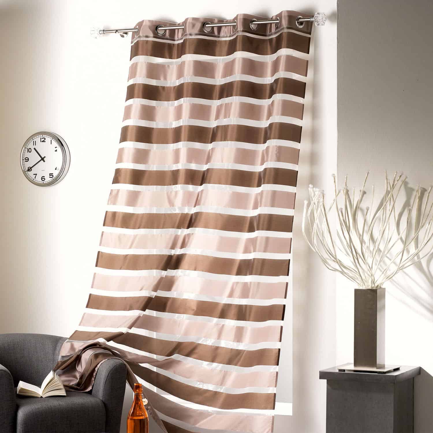 Set of 2 Striped Sheer Grommet Curtain Panels Colorado