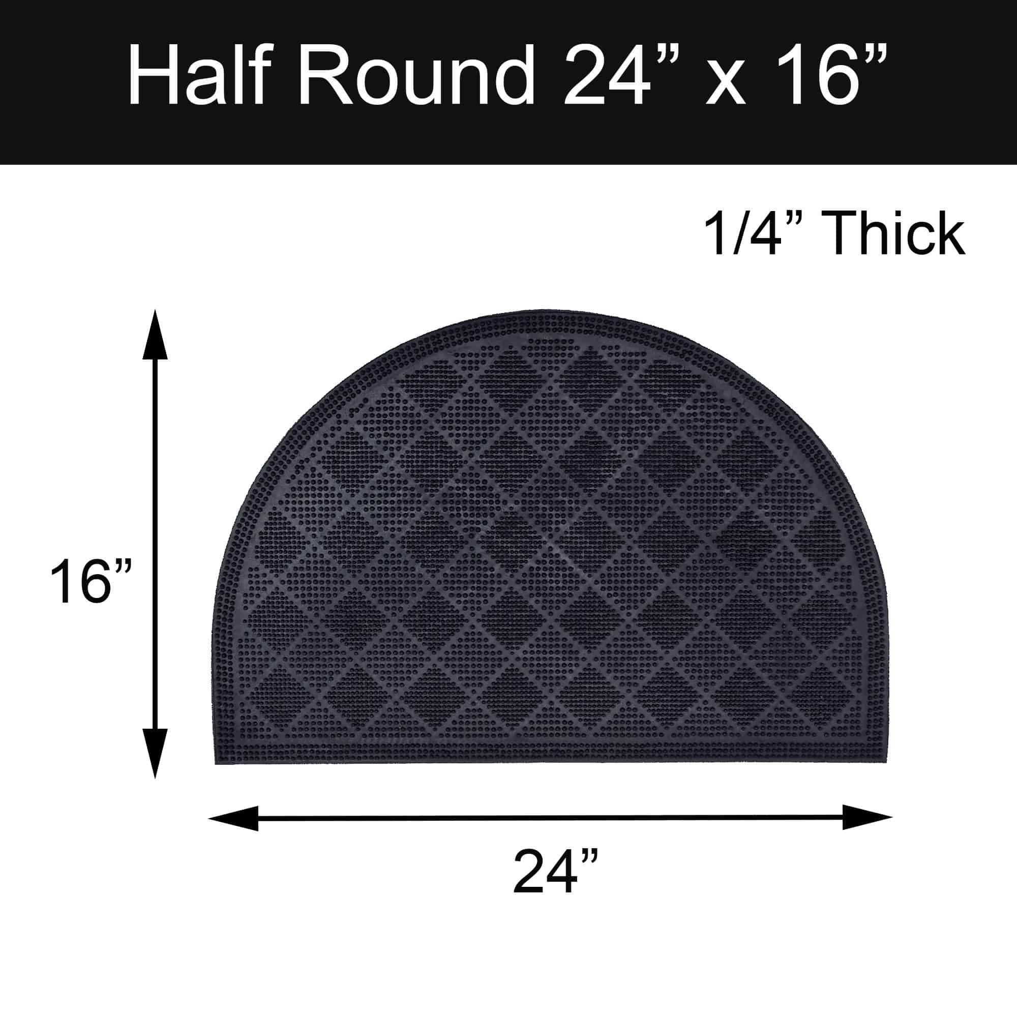 Outdoor Half Round Front Door Mat Drew Checkerboard Rubber Rug 24x16 Black