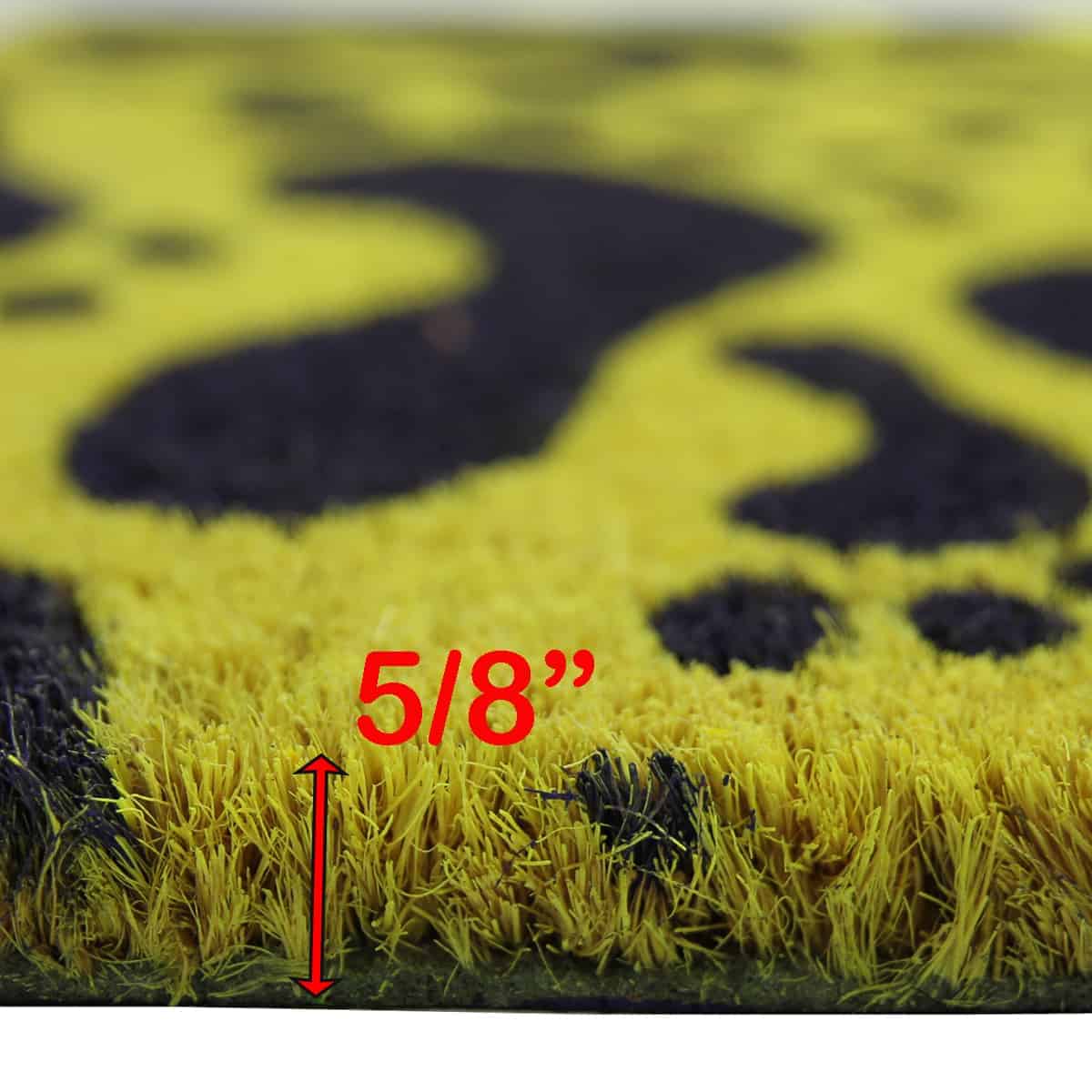 Sheltered Printed Front Door Mat Footprints Coir Coco Fibers Rug 24x16 Yellow and Black