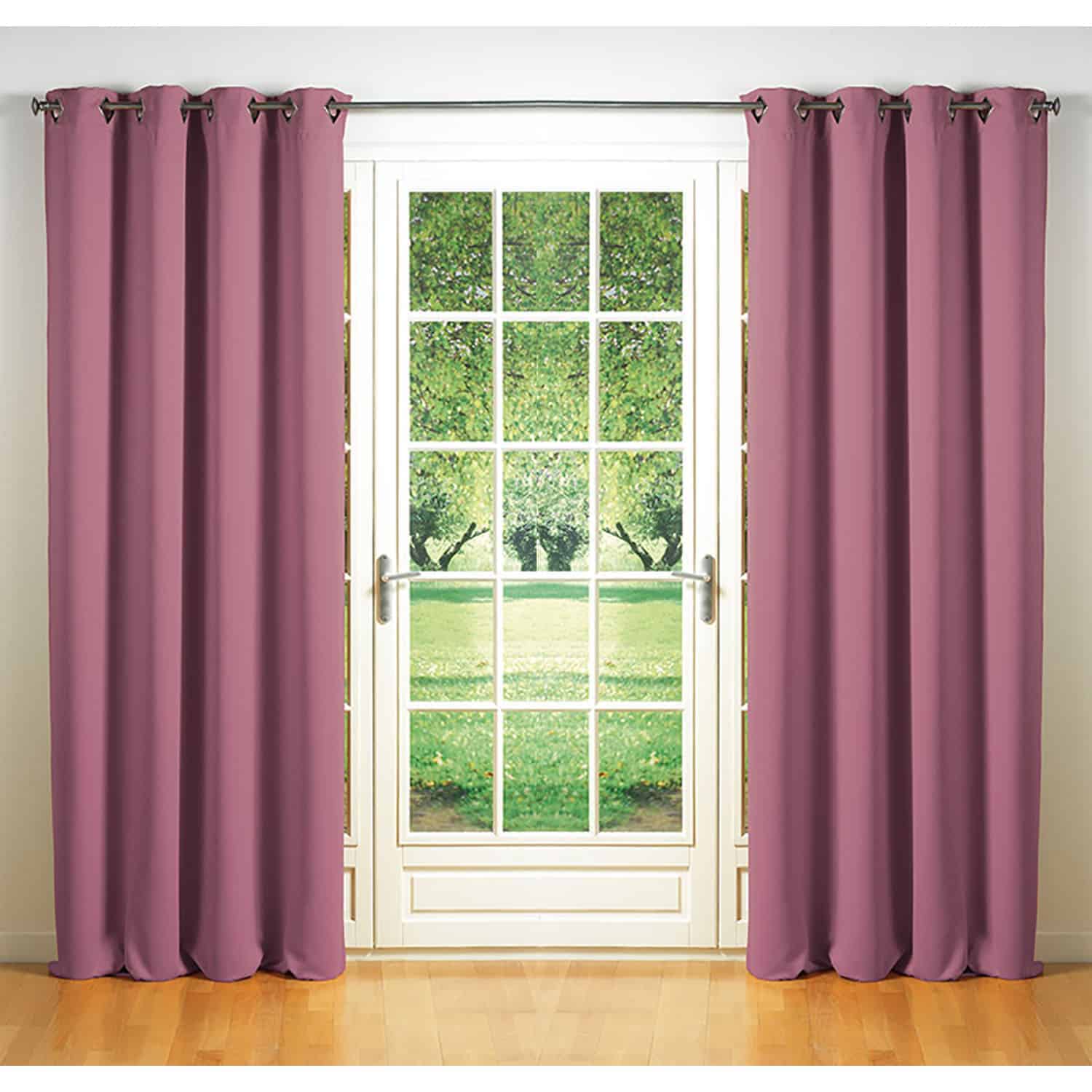 Blackout Window Curtain Panel Square Grommets Cocoon Solid Color 55 W X 102''L Pale Pink