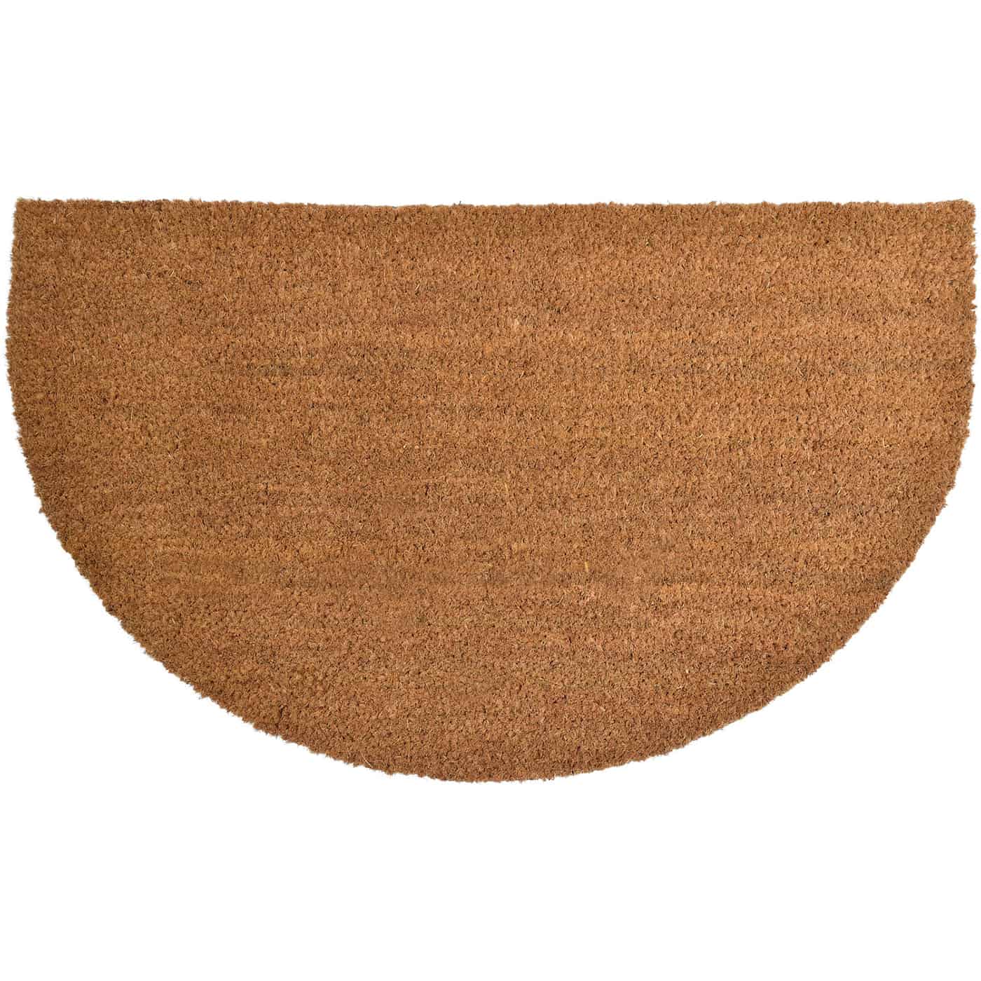Sheltered Half Round Front Door Mat Lea Natural Braided Coir Coco Rubber Rug 30x18