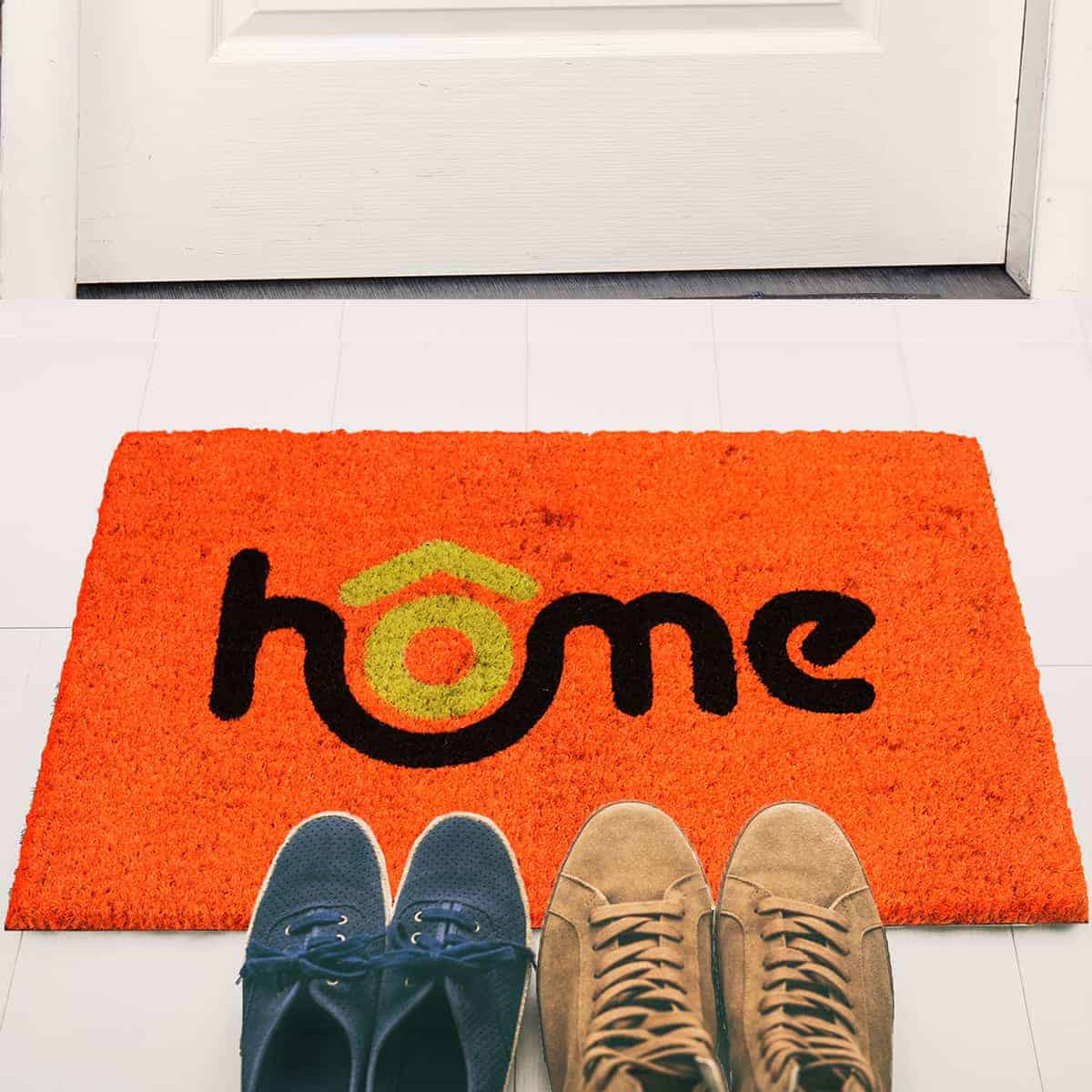 Sheltered Printed Front Door Mat Home Coir Coco Fibers Rug 24x16 Orange, Black and Yellow