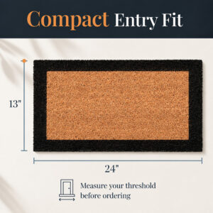 Coir door mat size diagram showing 24 inch length and 13 inch width with black border