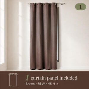Dimensions diagram of the single curtain panel, 55 inches wide by 95 inches long