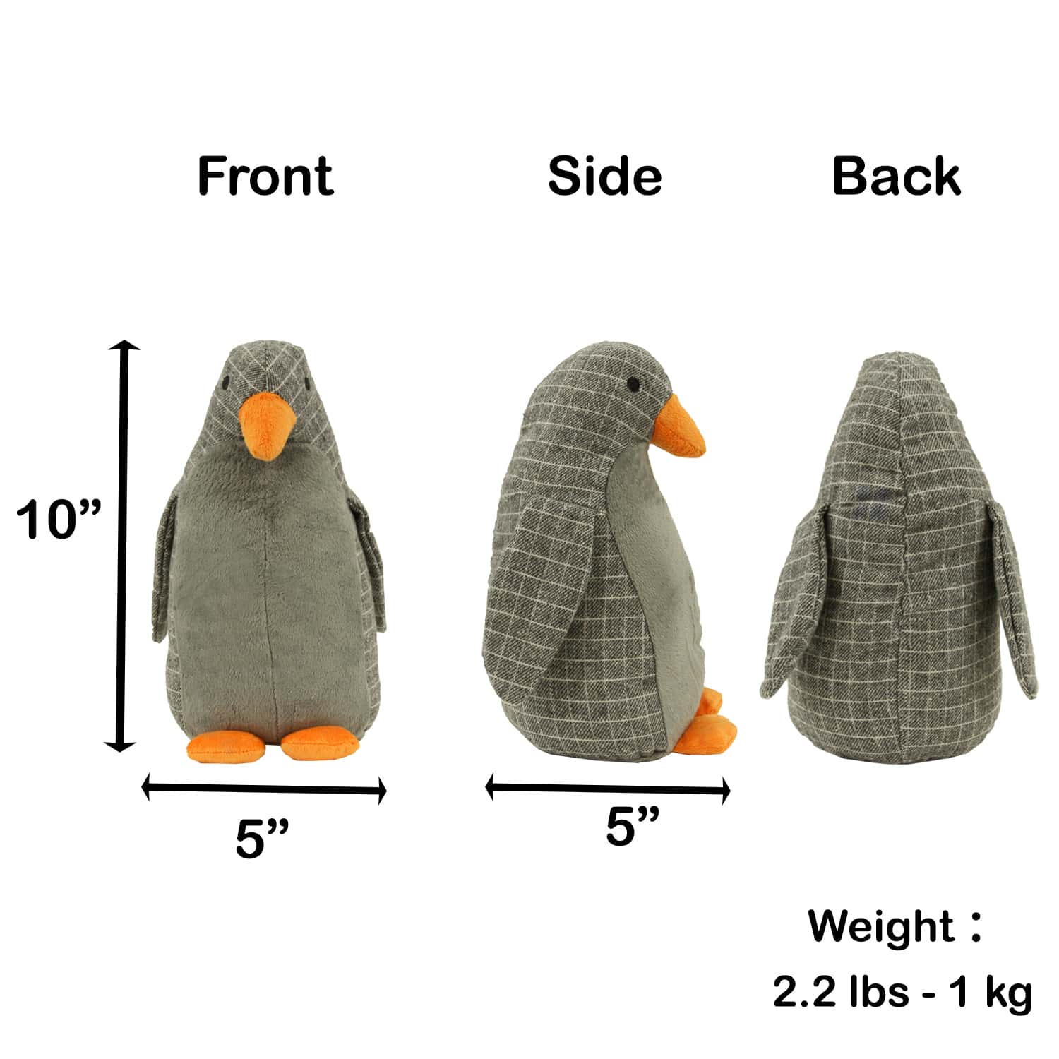 Penguin Fabric Bag Door Stop Interior Weighted Floor 2.2 lbs