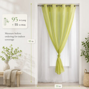 Dimension view of the sheer curtain panel measuring 95 inches long by 55 inches wide