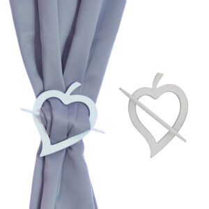 wooden heart tieback on white background and presentation on gray curtain