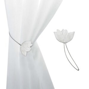 white resin tulip curtain tieback on white background