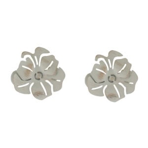 Set of 2 ivory and gold poppy flower curtain tieback clips on white background