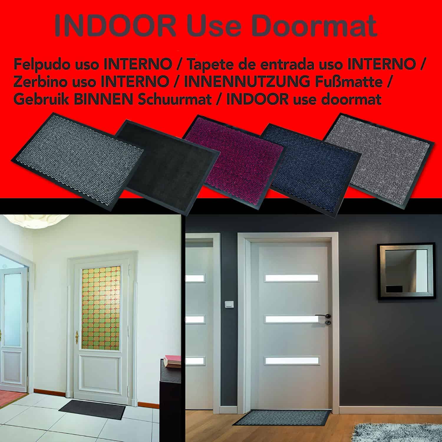 Indoor Door Mat Lisa 31 L x 24 W Inch PP-PVC - Grey