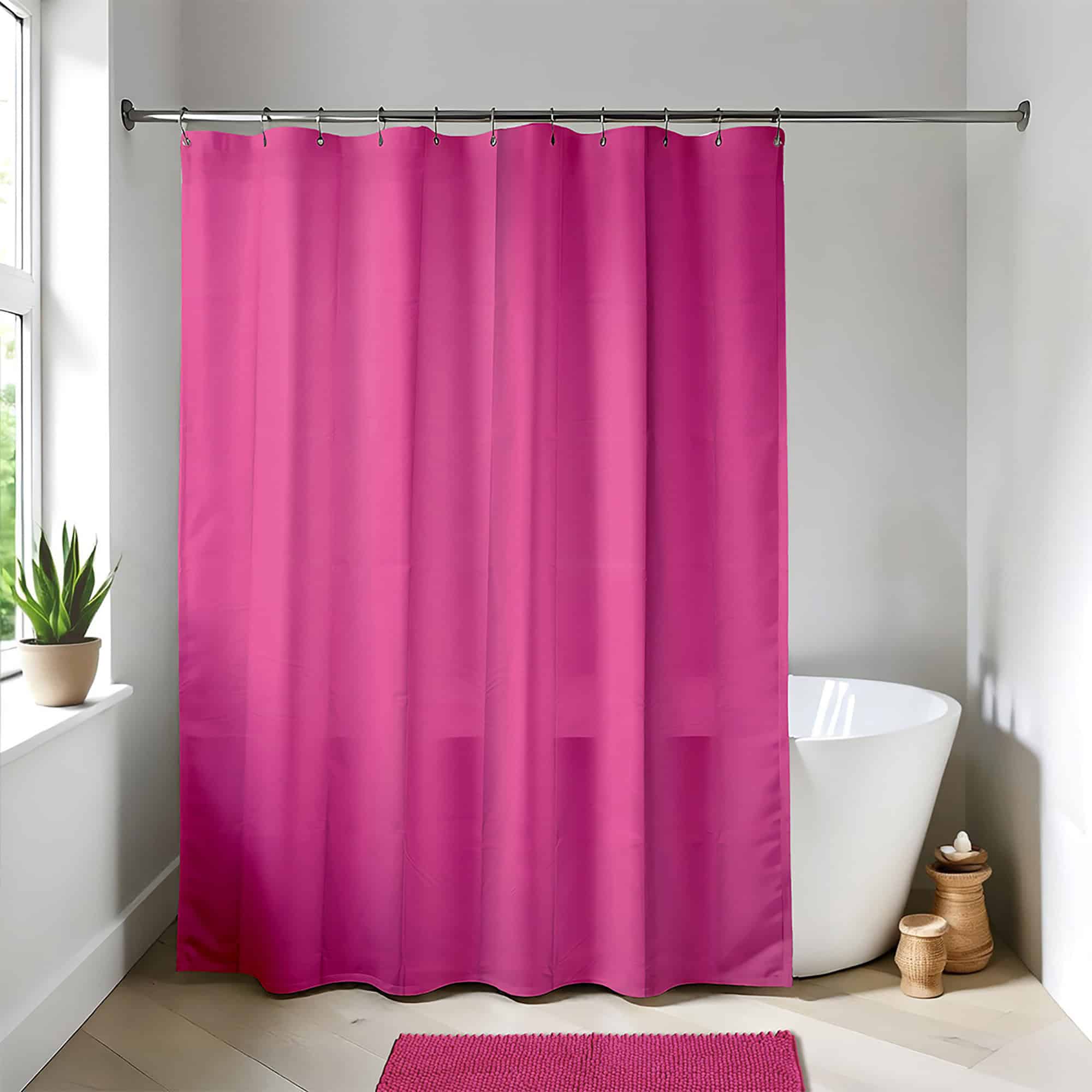 Trimming Shop Mosaic Pink Shower Curtain - Waterproof Polyester, 180x180cm, Comes With 12 Hooks - View #5