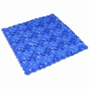 Square PVC floor accessory in dark indigo, studio product view
