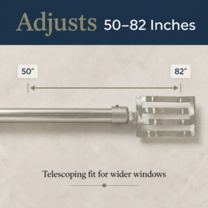 Telescoping curtain rod extending from 50 to 82 inches for wider windows