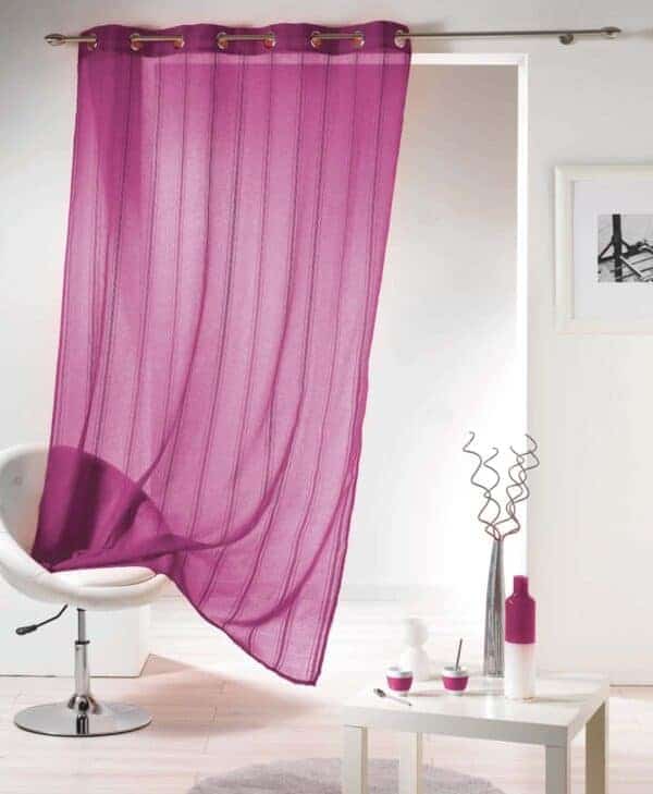 Striped Sheer Grommet Curtain Panel Mirano Purple 55 w X 95 L