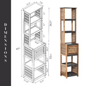 Cabinet Dimensions – Diagram showing height, width, and shelf sizes.