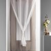 Double Layered Sheer Curtain Panel Grommet ROBIN Solid Two-colored 55 W x 95''L Brown Glaze-Ecru