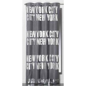Blackout Window Curtain Panel NEW YORK CITY with Grommets 55 W X 102''L Grey