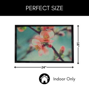 Flower indoor mat with size dimensions 24 x 16 inches illustrated