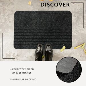 Anthracite gray doormat with size dimensions and anti-slip backing detail