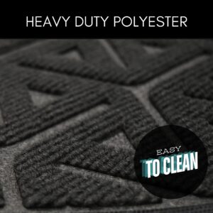 Close-up of black door mat surface with raised geometric texture