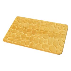 Bathroom Rug Memory Foam Mat 3D Pebble Yellow Mustard 32"L x 20"W