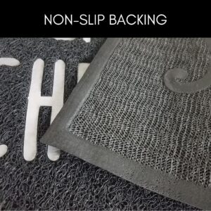Non slip backing detail of black PVC welcome doormat
