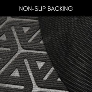 Close-up of non-slip backing on black half round door mat