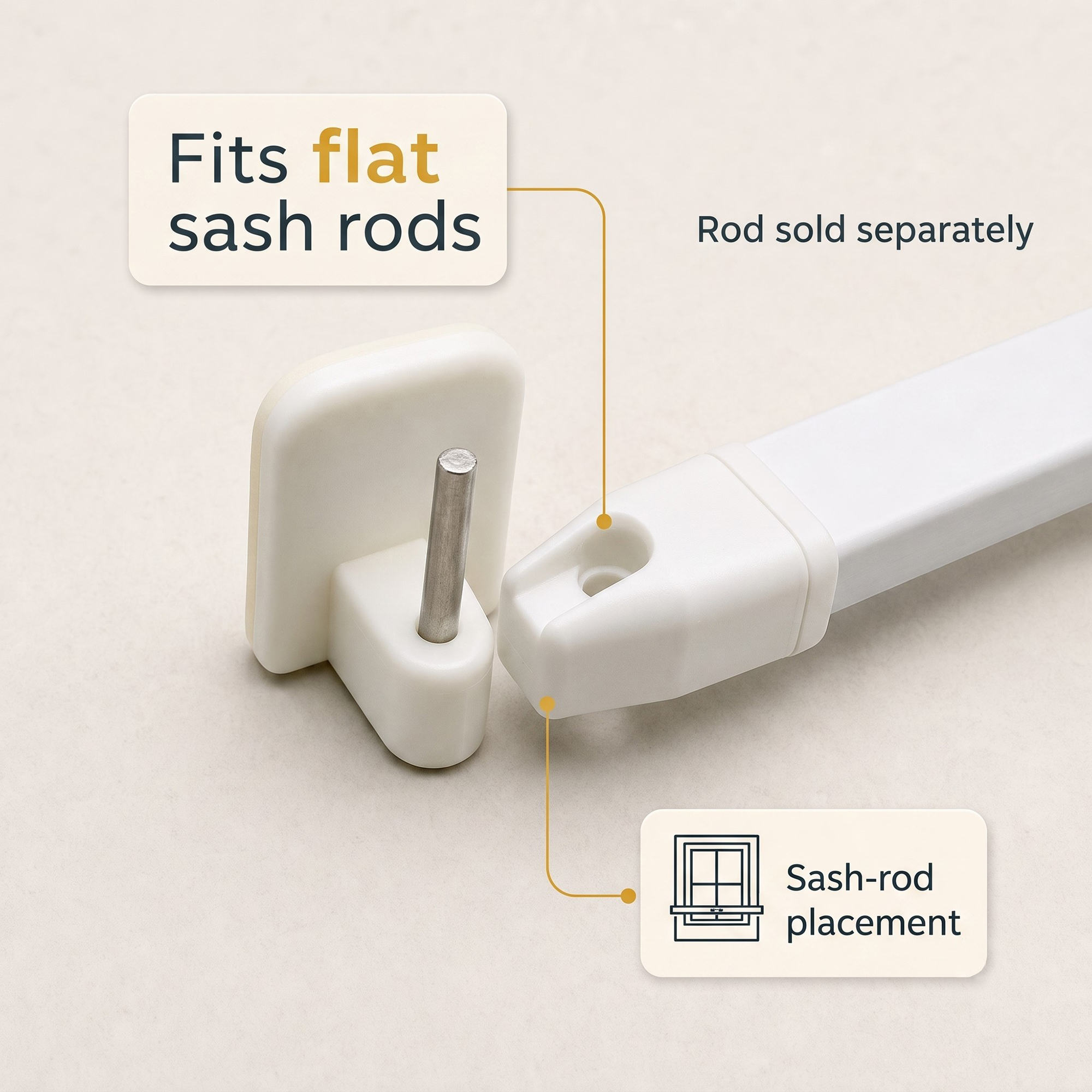 Adhesive hook pin fitting into a flat sash rod end, showing the adjustable tension connection 6 6strongholddamagefreerenterfriendly.jpg