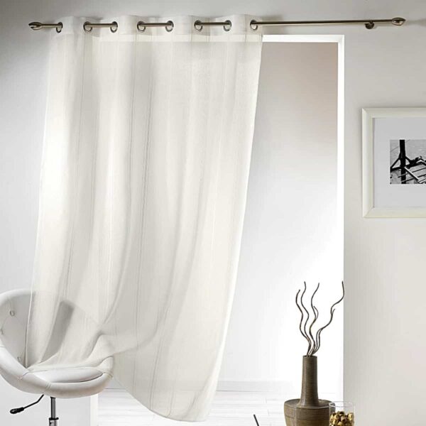 Striped Sheer Curtain Panel Grommet Mirano Beige 55 w X 95 L
