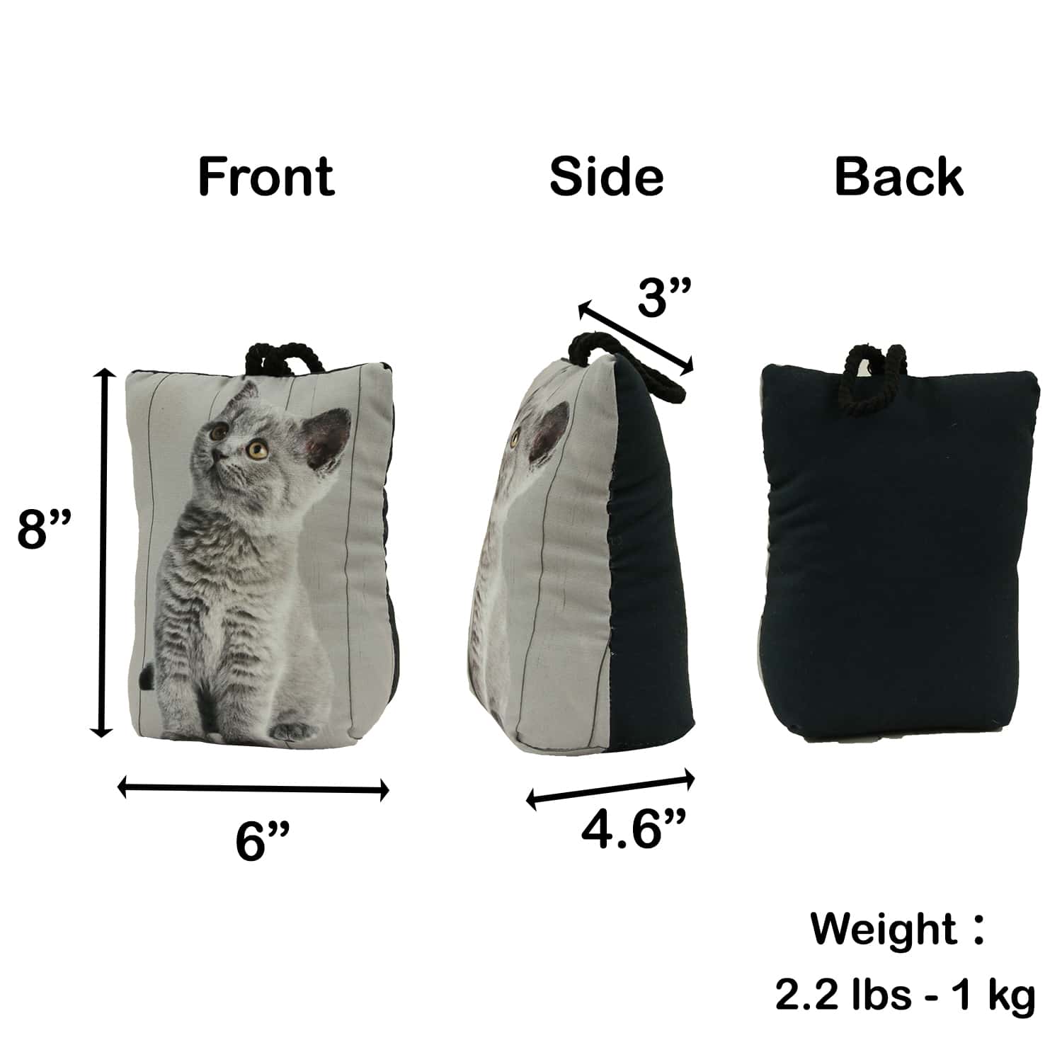 Kitten Printed Fabric Bag Door Stop Interior Weighted Floor 2.2 lbs