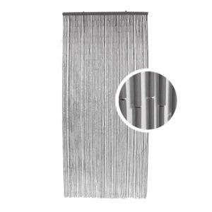 Gray bamboo beaded door curtain with 65 strands on white background