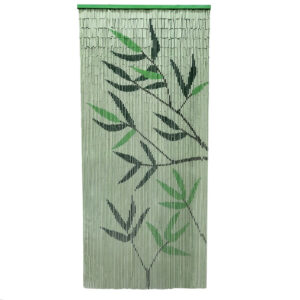Bamboo Sticks Leaves Beaded Curtain Door 90 Strings Green