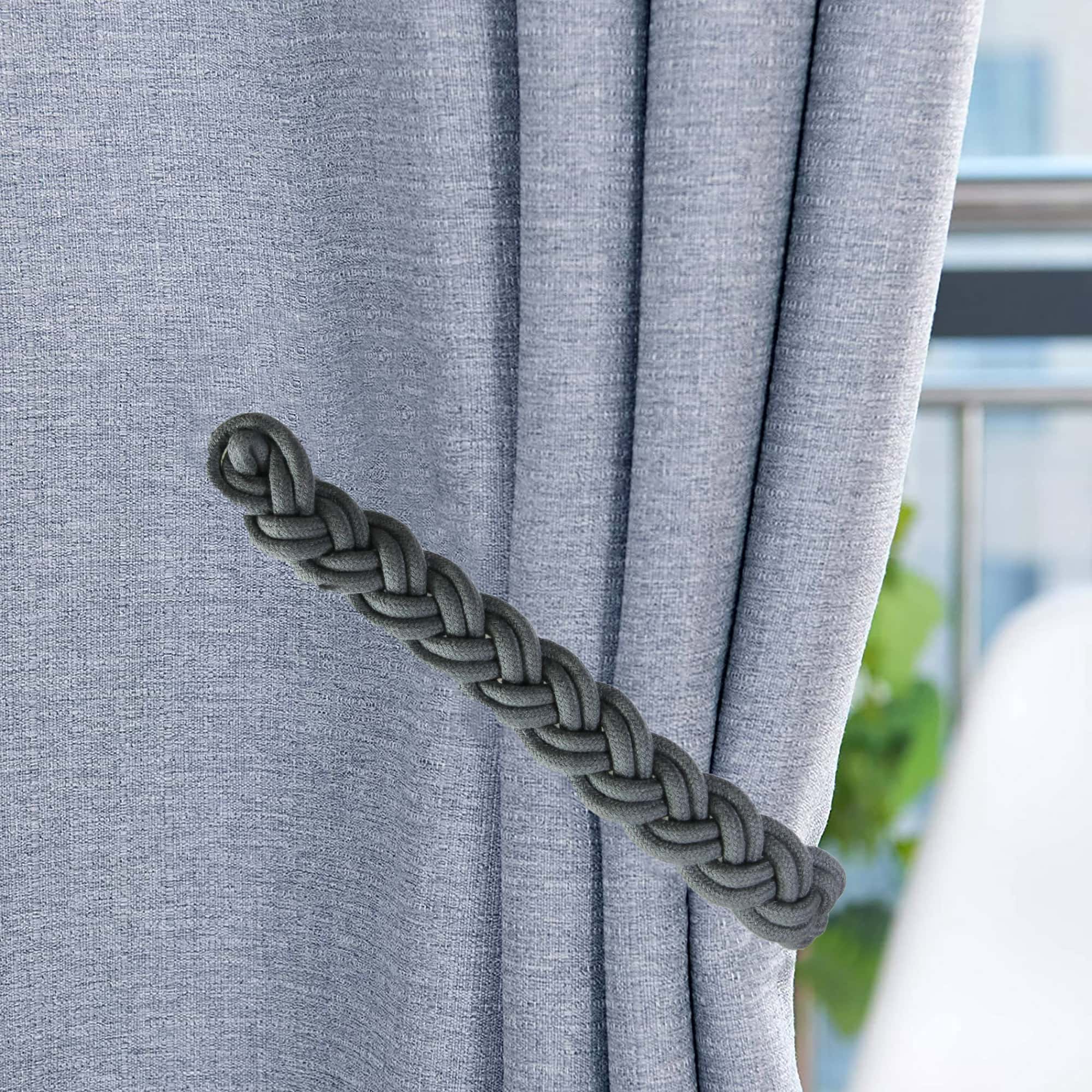 Set of 2 Magnetic Knitted Cord Curtain Tiebacks Imperial Cotton Woven