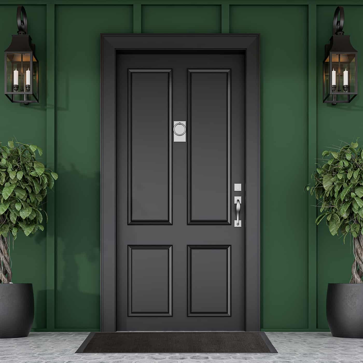Indoor Large Door Mat Lisa 48 L x 32 W Inch PP-PVC - BLACK