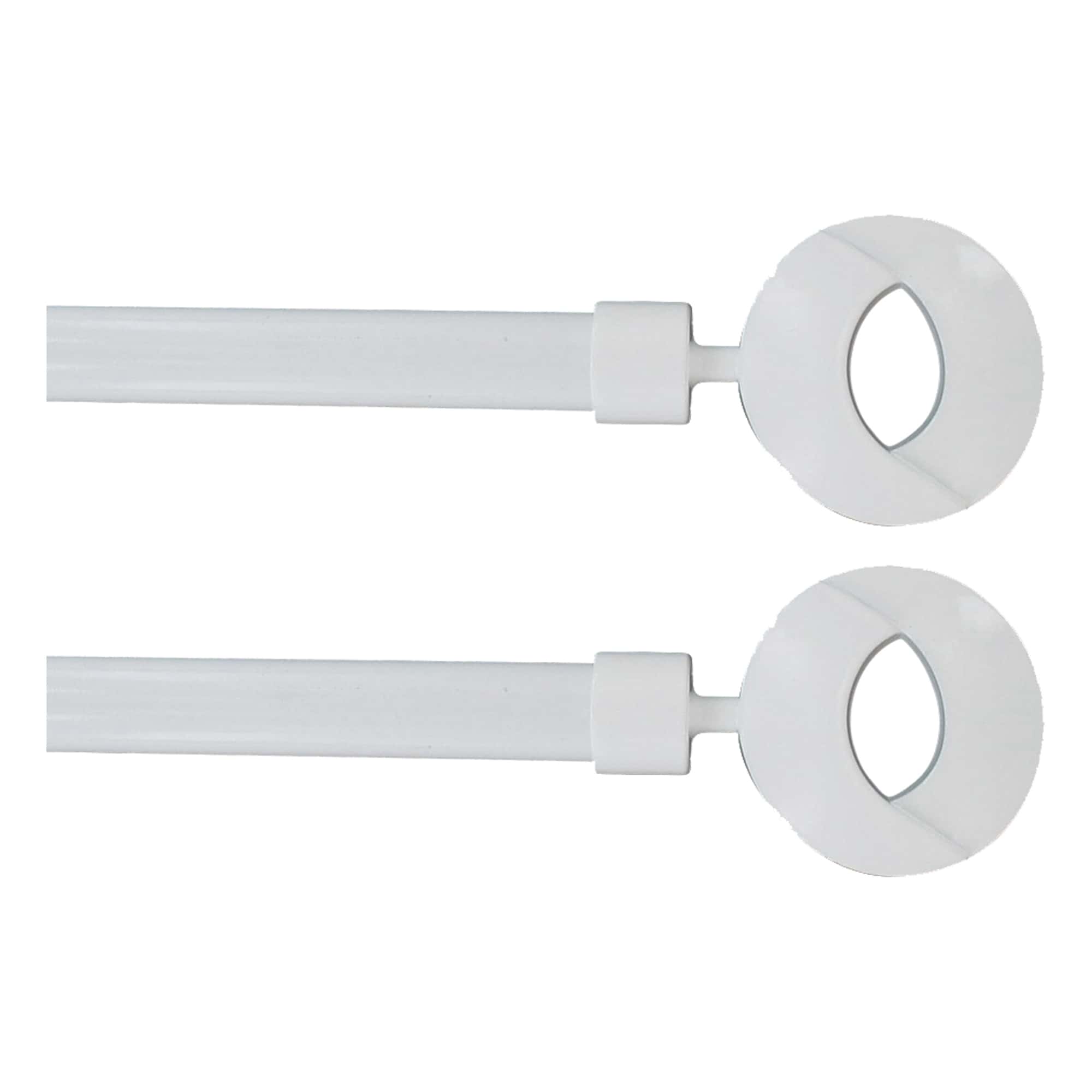 2 Pack Adjustable 3/4" Single Window Curtain Rod 50" to 82" White