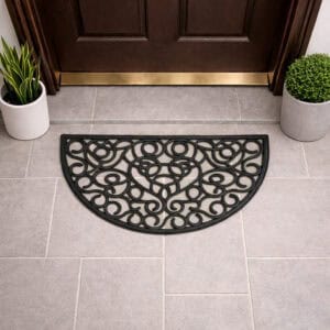 Minimal Entryway Setup with Semi Circle Rubber Door Mat