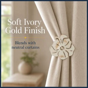 Ivory and gold finish curtain tieback styling neutral curtains