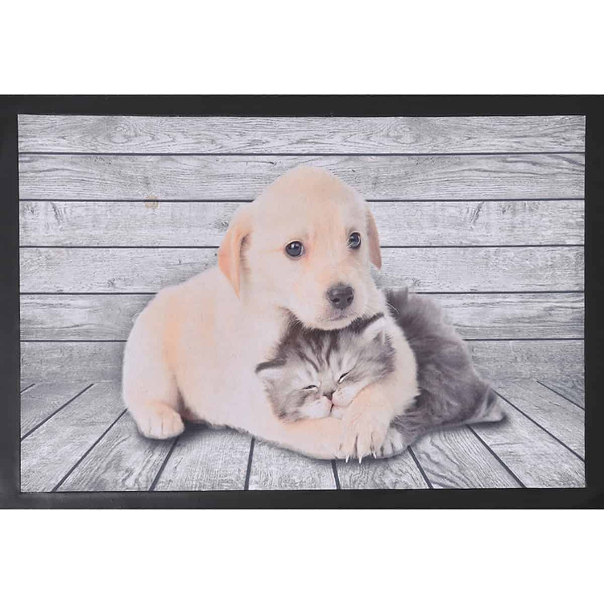 Indoor Printed Door Mat Dog Cat PVC Polyester Rug 24x16