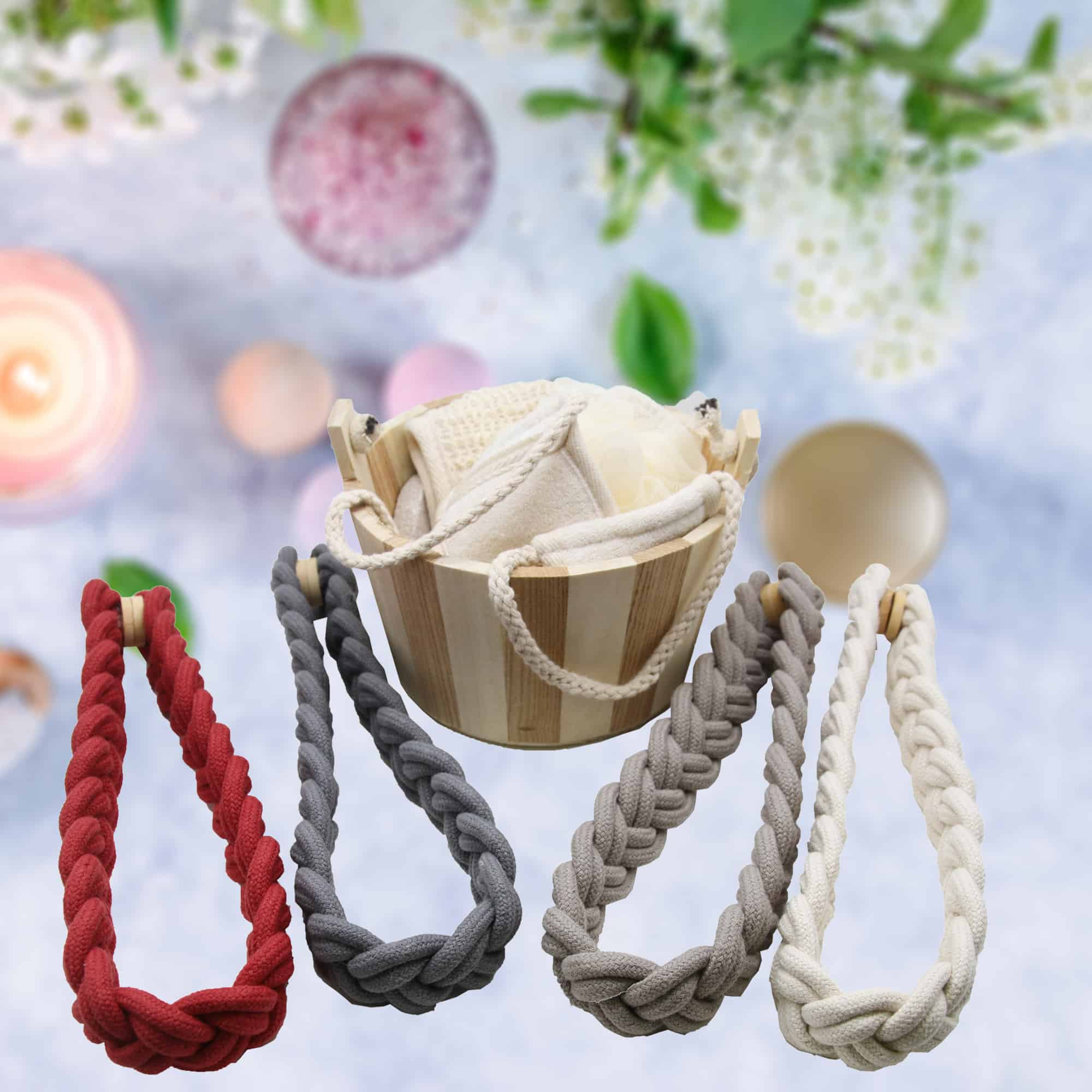 Set of 2 Magnetic Knitted Cord Curtain Tiebacks Imperial Cotton Woven