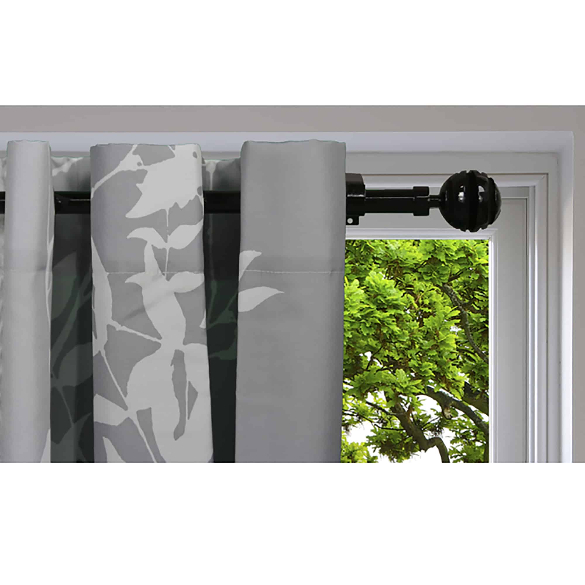 Adjustable 3/4" Single Window Curtain Rod 50" to 82" Black