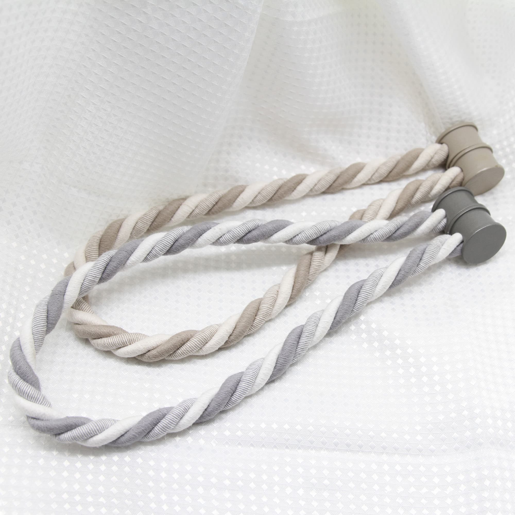 Set of 2 Magnetic Braided Cord Curtain Tiebacks Savoia Cotton Woven